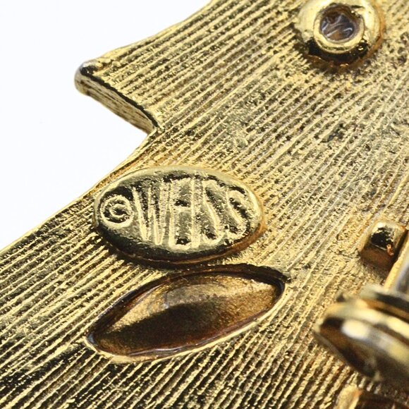 Exquisite Weiss Signed Multicolor Textured Gold Plate Christmas Tree Set - Picture 10 of 11